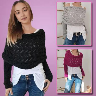 Πλεκτό κασκόλ με μανίκια | KNITKA